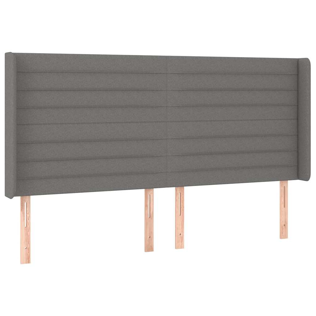 Sötétszürke szövet fejtámla szárnyakkal 183x16x118/128 cm 2