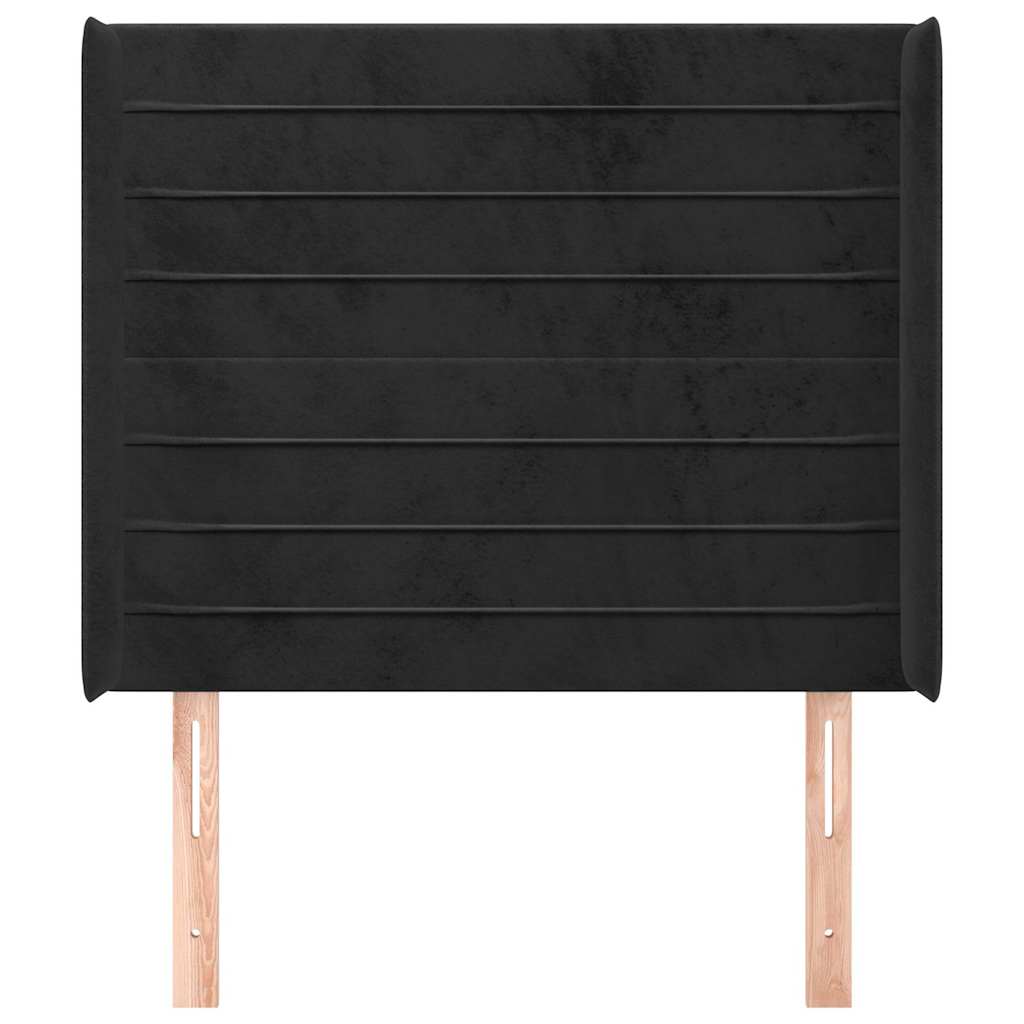 Fekete bársony fejtámla szárnyakkal 83x16x118/128 cm 3