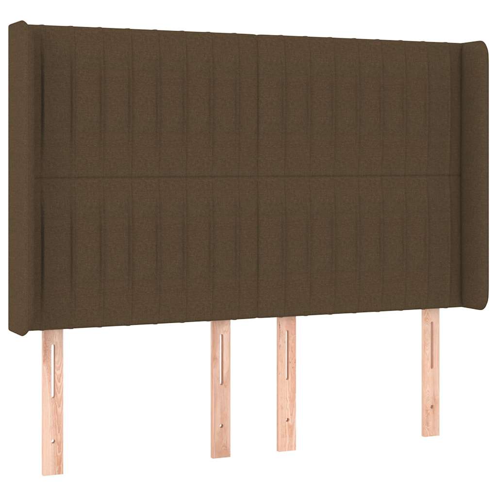 Sötétbarna szövet fejtámla szárnyakkal 147x16x118/128 cm 2
