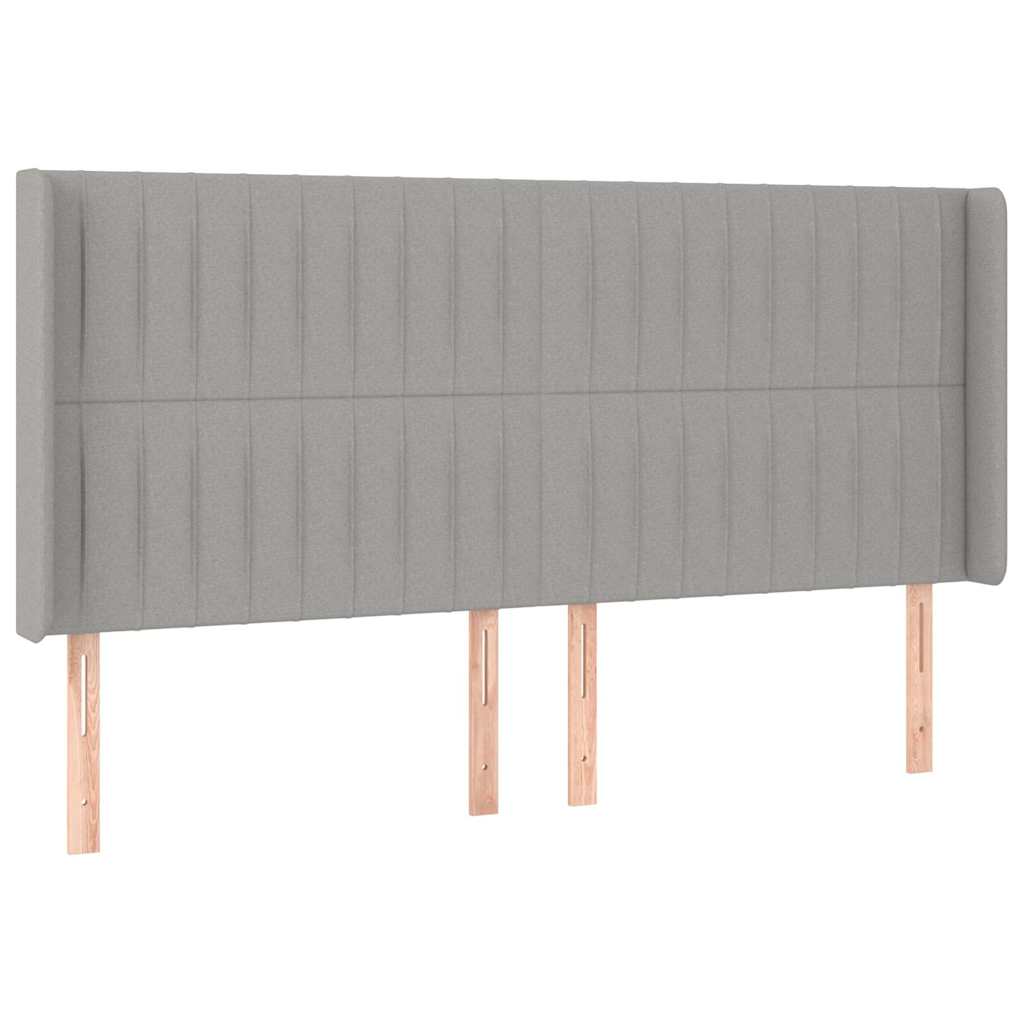 Világosszürke szövet fejtámla szárnyakkal 203x16x118/128 cm 2