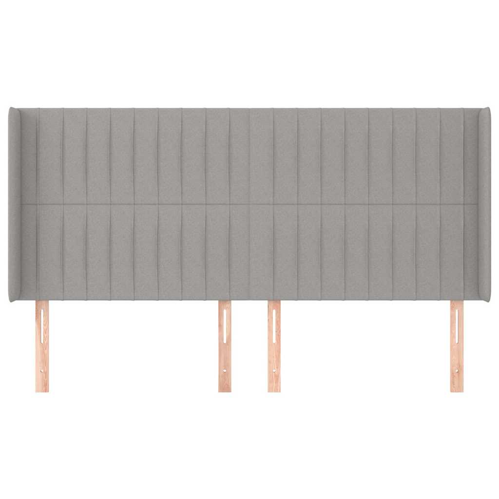 Világosszürke szövet fejtámla szárnyakkal 203x16x118/128 cm 3