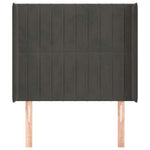 Sötétszürke bársony fejtámla szárnyakkal 83x16x118/128 cm 3