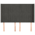 Sötétszürke bársony fejtámla szárnyakkal 147x16x118/128 cm 3
