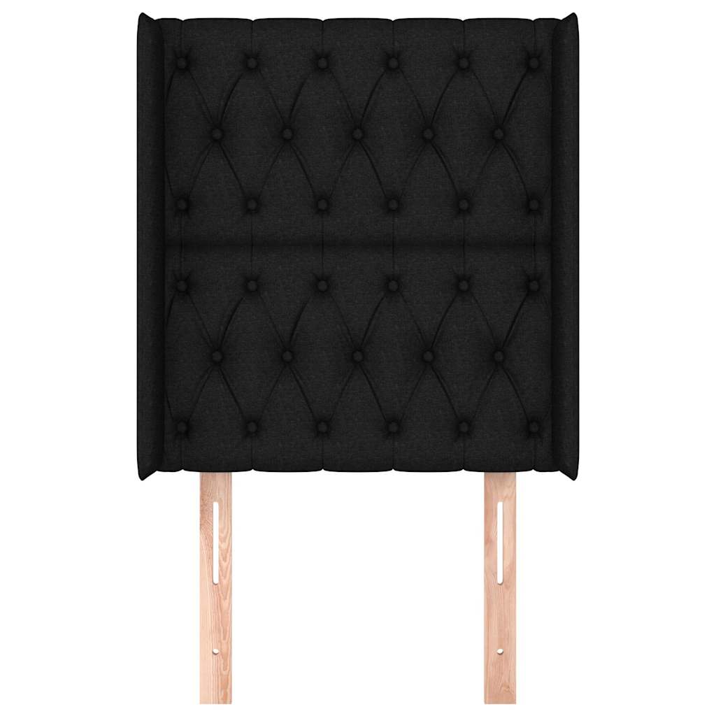 Fekete szövet fejtámla szárnyakkal 83x16x118/128 cm 3