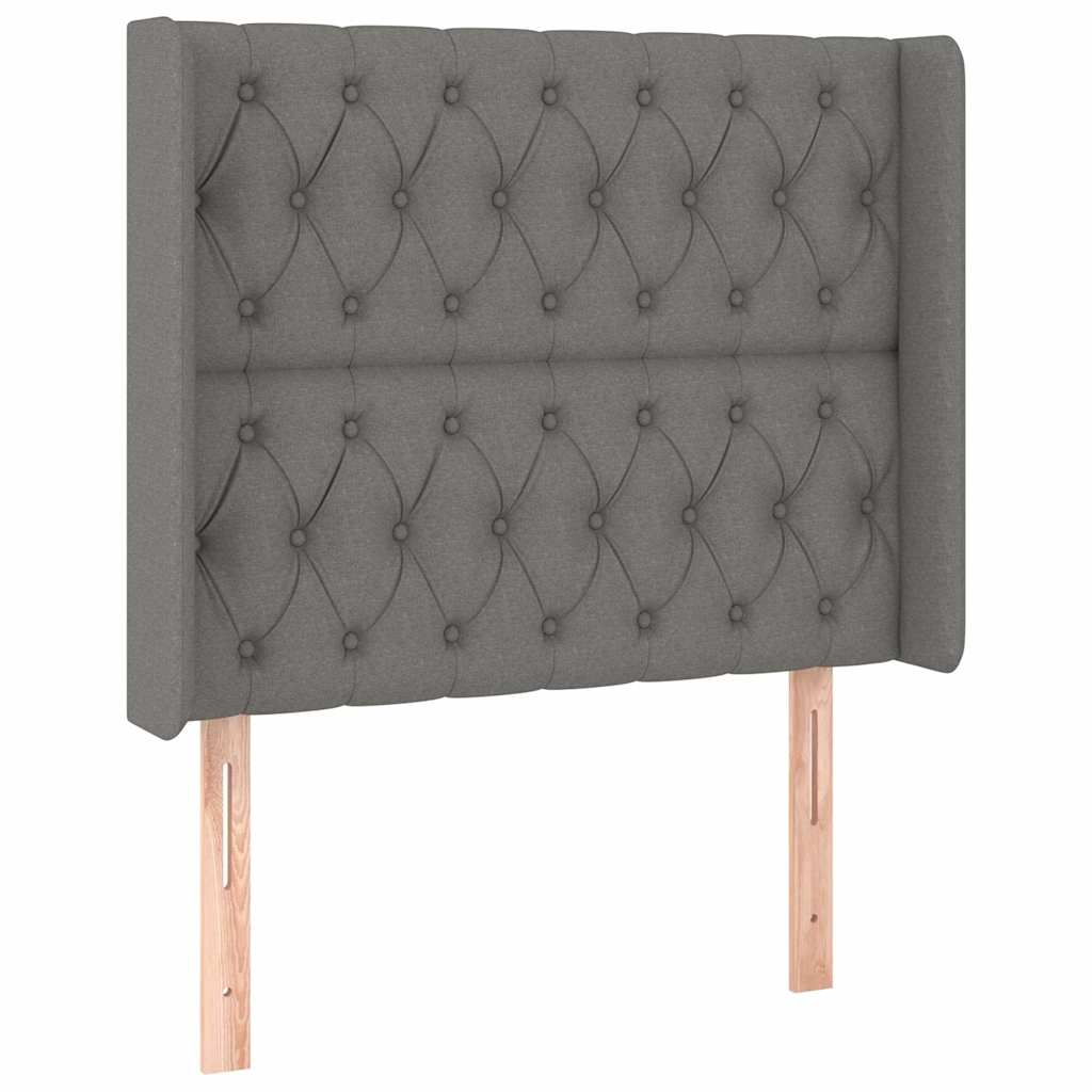 Sötétszürke szövet fejtámla szárnyakkal 93x16x118/128 cm 2