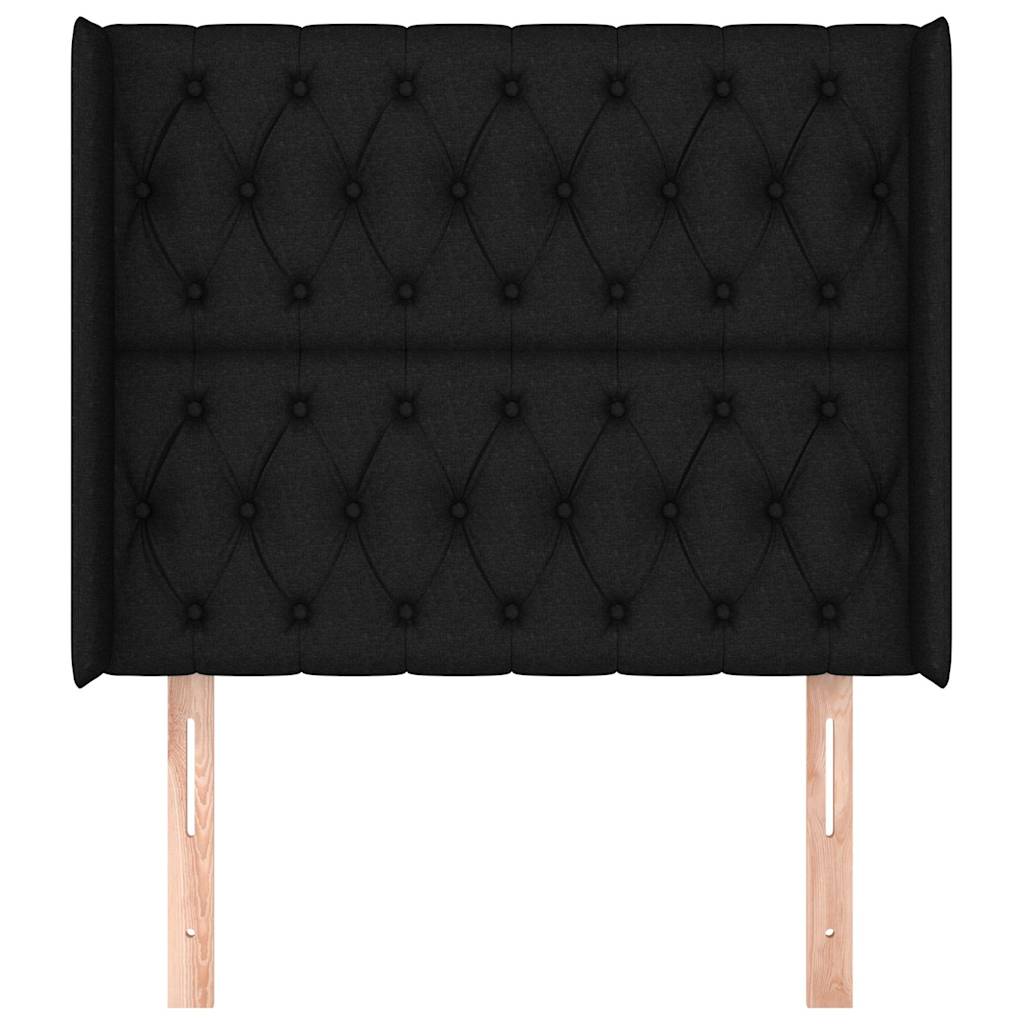 Fekete szövet fejtámla szárnyakkal 103x16x118/128 cm 3