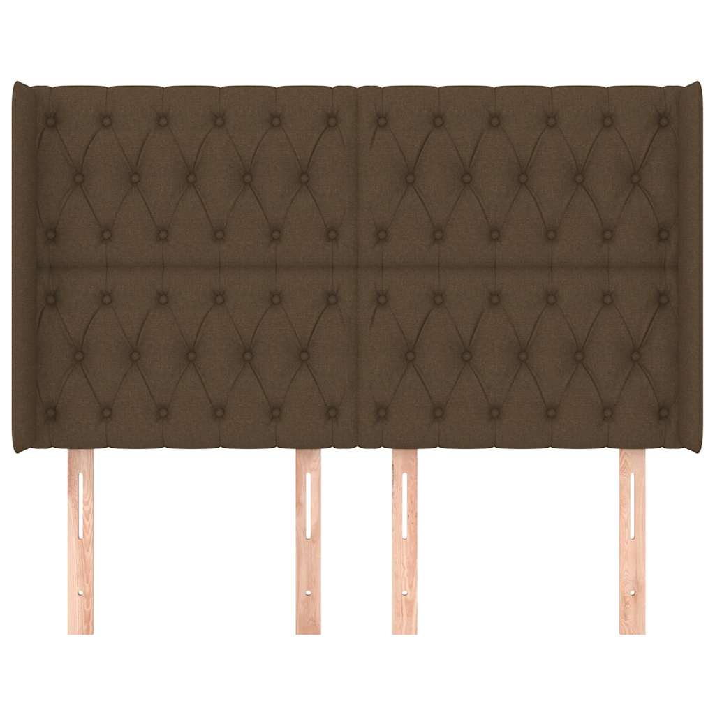 Sötétbarna szövet fejtámla szárnyakkal 147x16x118/128 cm 3