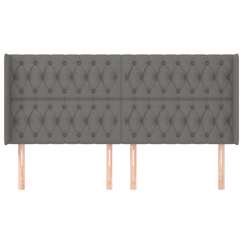 Sötétszürke szövet fejtámla szárnyakkal 203x16x118/128 cm 3