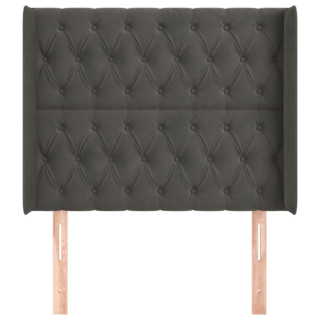Sötétszürke bársony fejtámla szárnyakkal 93x16x118/128 cm 3