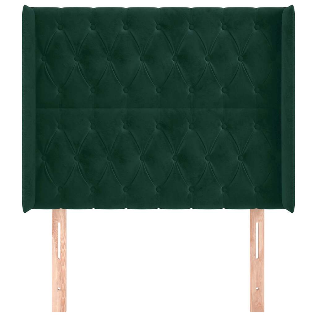 Sötétzöld bársony fejtámla szárnyakkal 93x16x118/128 cm 3