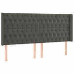 Sötétszürke bársony fejtámla szárnyakkal 203x16x118/128 cm 2