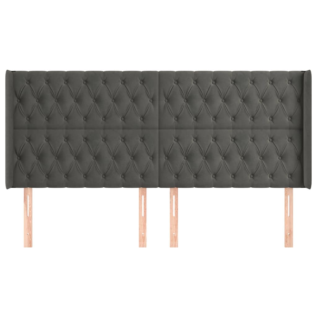 Sötétszürke bársony fejtámla szárnyakkal 203x16x118/128 cm 3