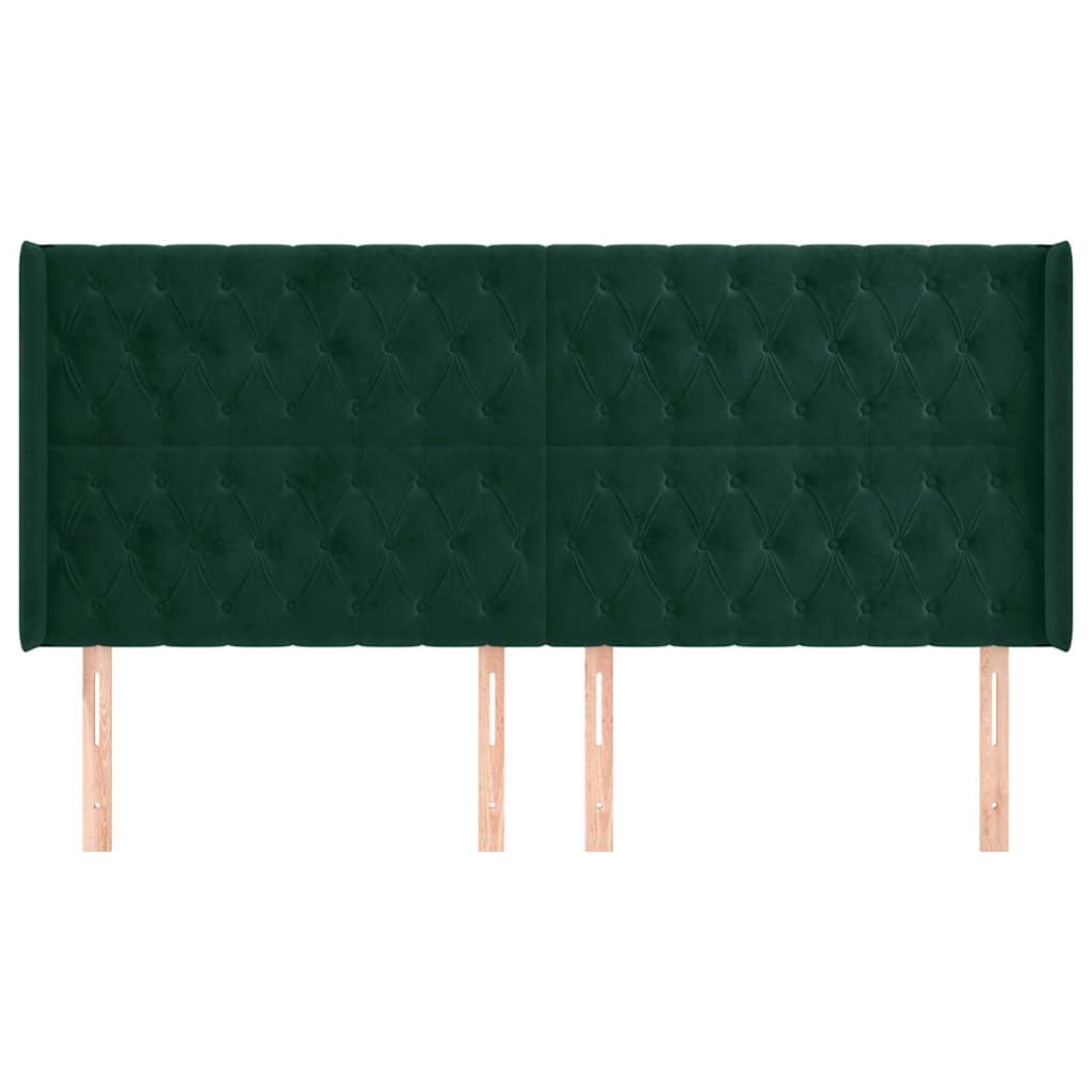 Zöld bársony fejtámla szárnyakkal 203x16x118/128 cm 3