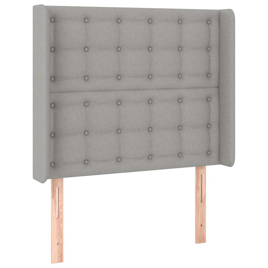 Világosszürke szövet fejtámla szárnyakkal 83x16x118/128 cm 2