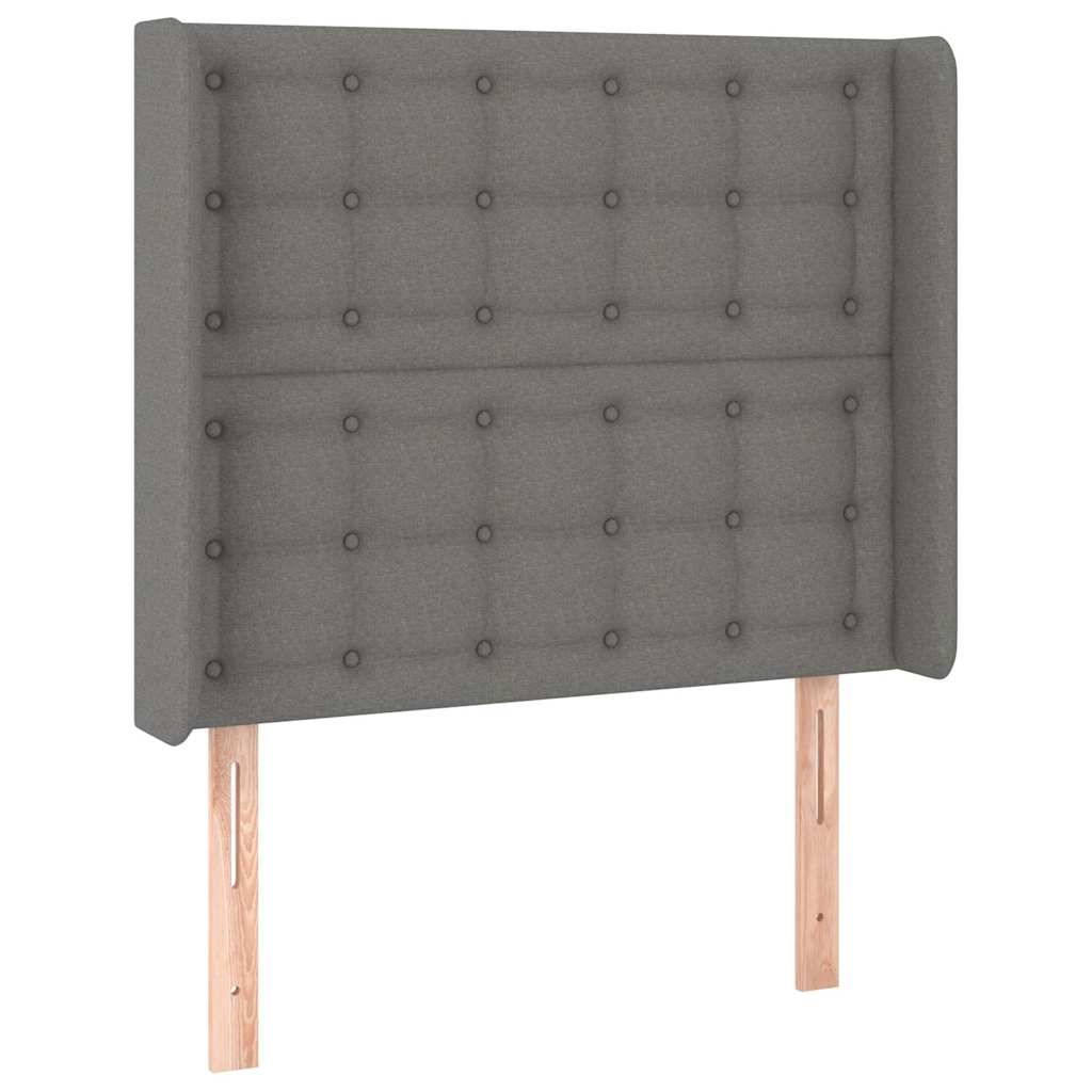 Sötétszürke szövet fejtámla szárnyakkal 93x16x118/128 cm 2