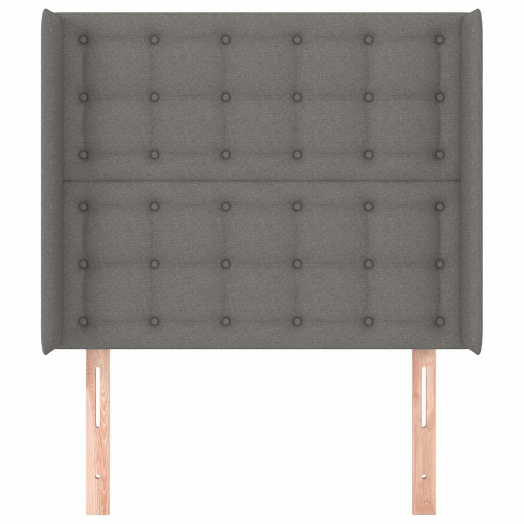 Sötétszürke szövet fejtámla szárnyakkal 93x16x118/128 cm 3