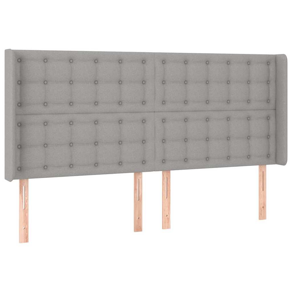 Világosszürke szövet fejtámla szárnyakkal 163x16x118/128 cm 2