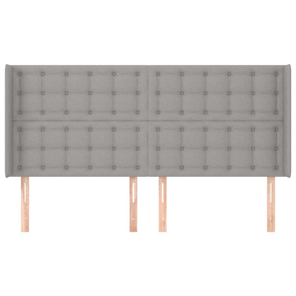 Világosszürke szövet fejtámla szárnyakkal 163x16x118/128 cm 3