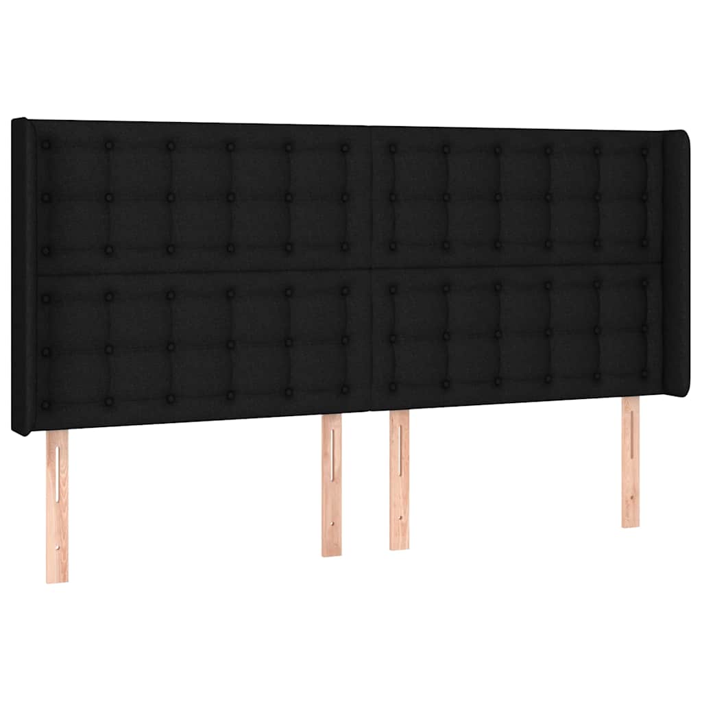 Fekete szövet fejtámla szárnyakkal 183x16x118/128 cm 2