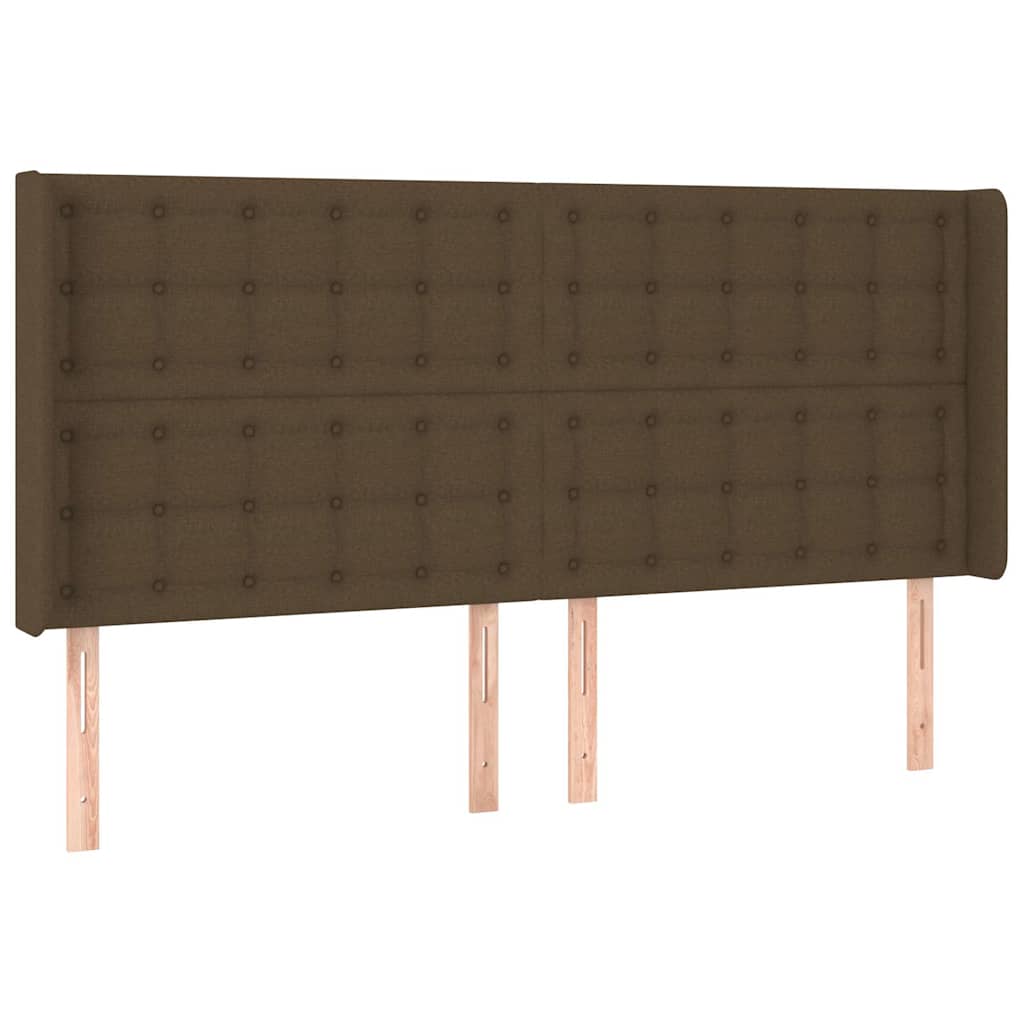 Sötétbarna szövet fejtámla szárnyakkal 203x16x118/128 cm 2