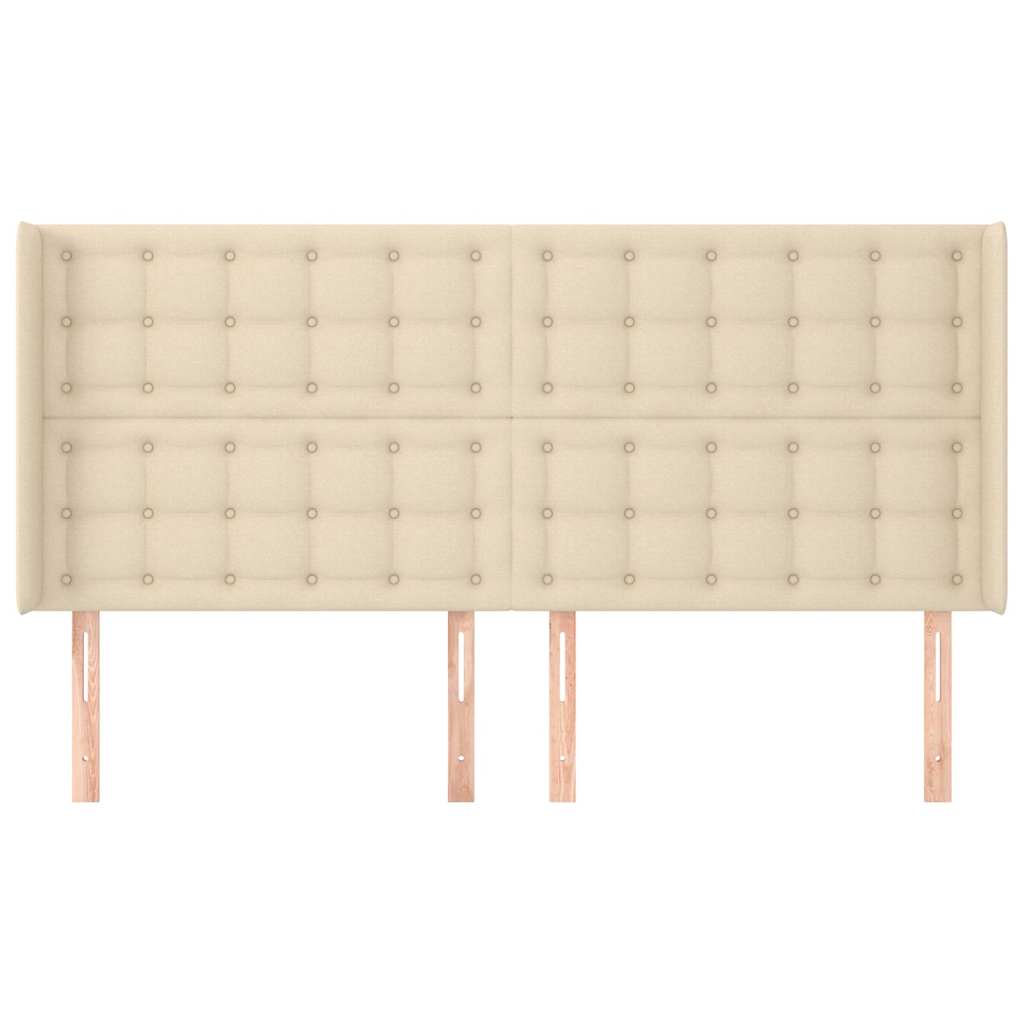Krémszínű szövet fejtámla szárnyakkal 203x16x118/128 cm 3