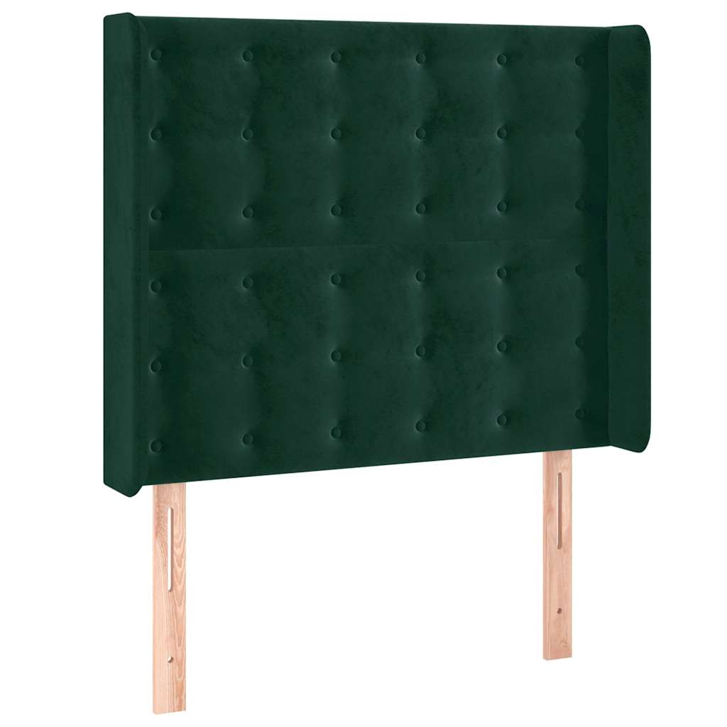 Sötétzöld bársony fejtámla szárnyakkal 83x16x118/128 cm 2