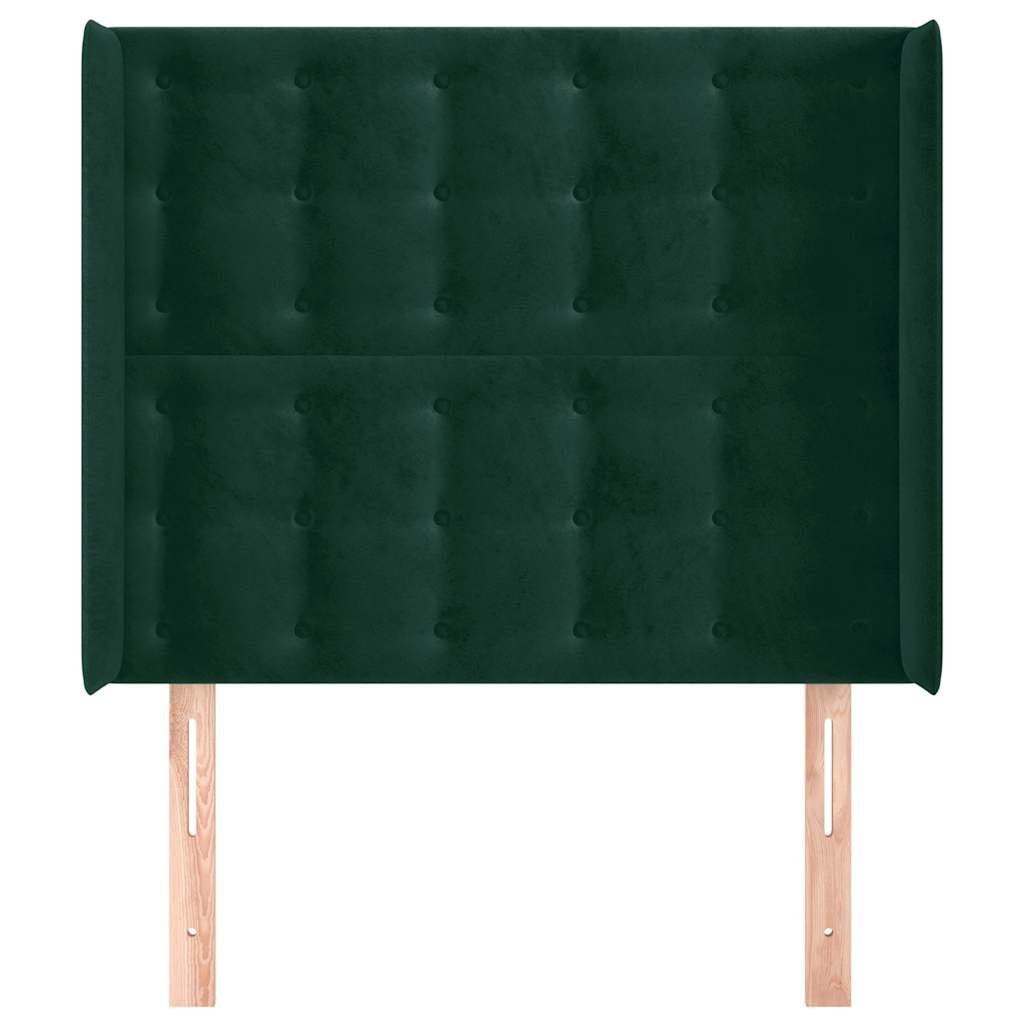 Sötétzöld bársony fejtámla szárnyakkal 83x16x118/128 cm 3