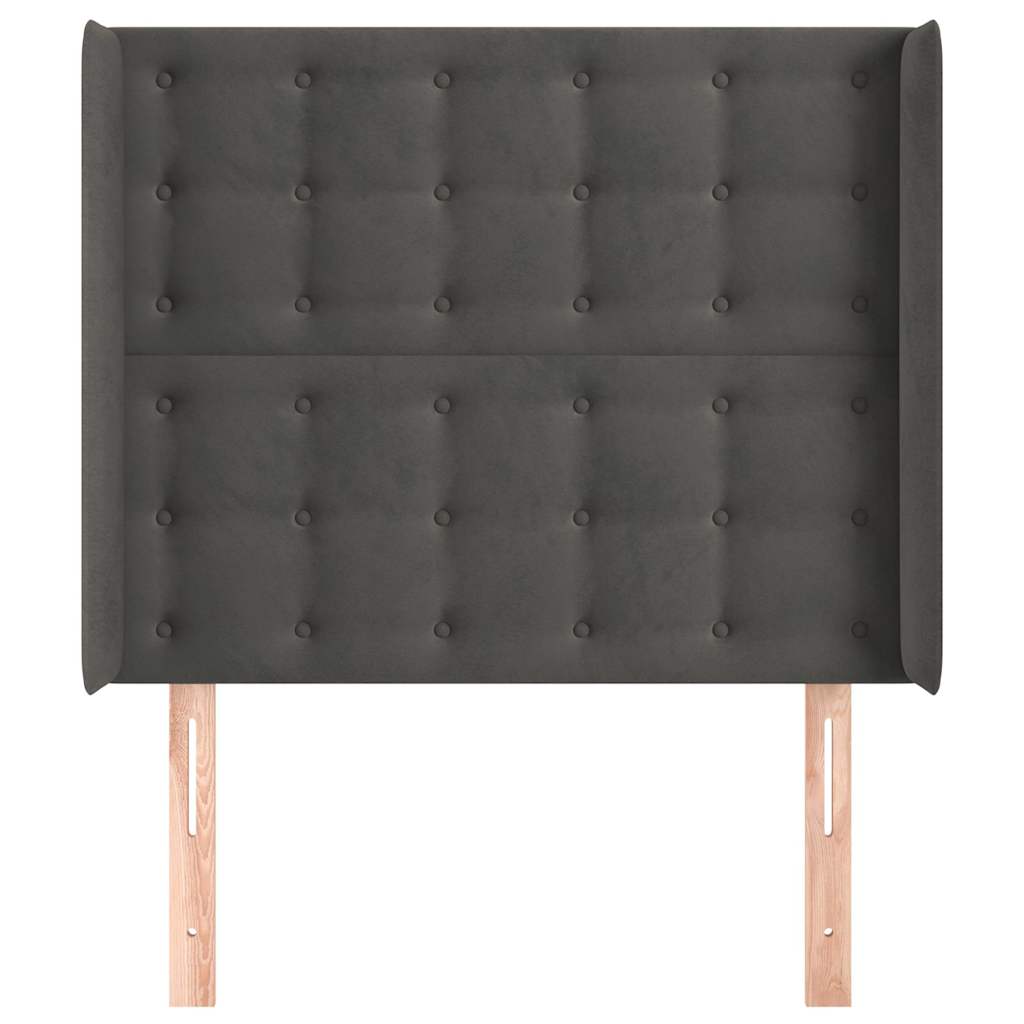 Sötétszürke bársony fejtámla szárnyakkal 103x16x118/128 cm 3