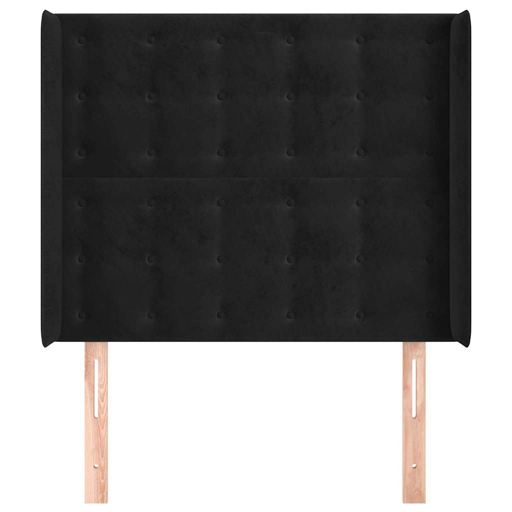 Fekete bársony fejtámla szárnyakkal 103x16x118/128 cm 3