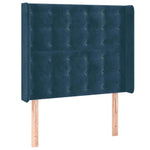 Sötétkék bársony fejtámla szárnyakkal 203x23x118/128 cm 2