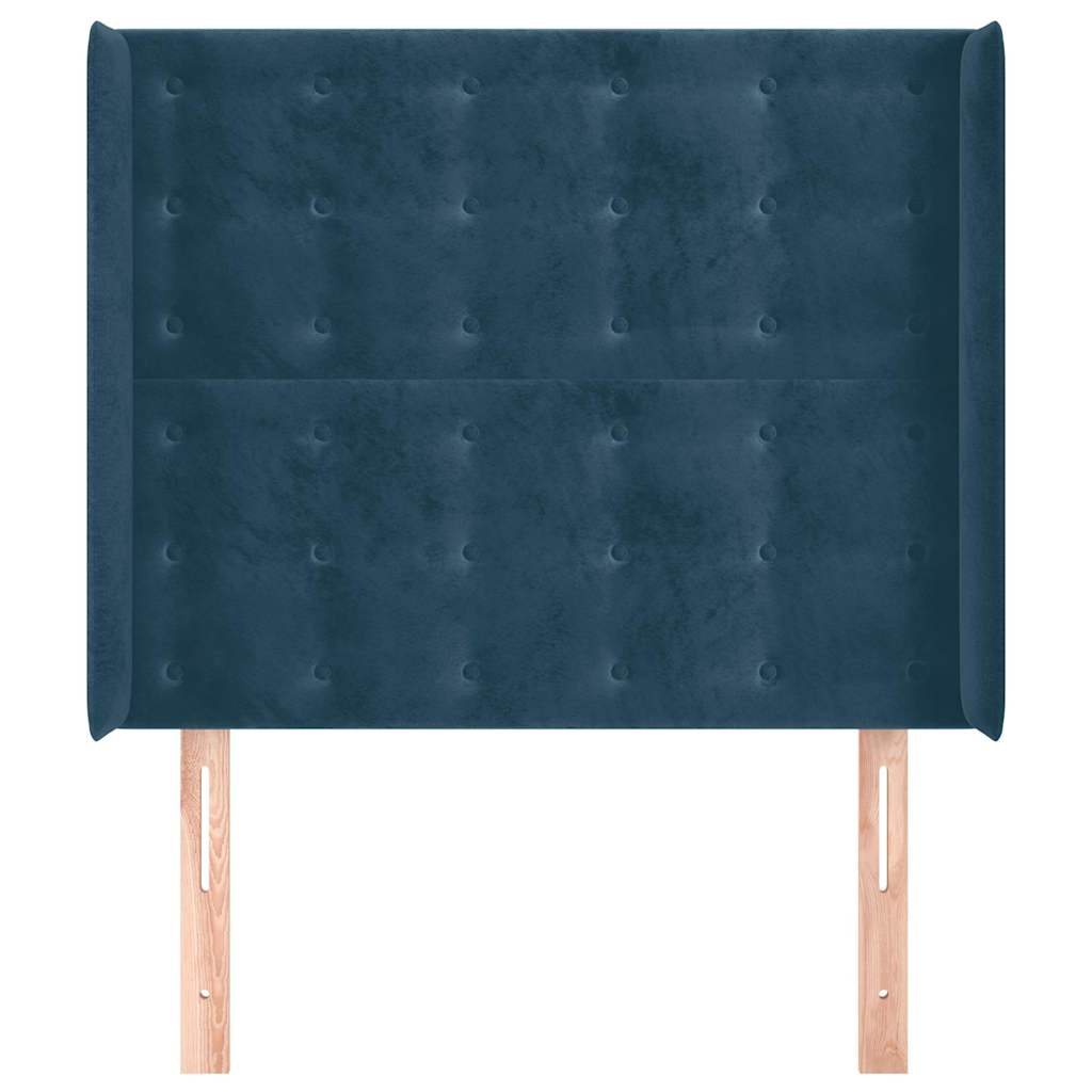 Sötétkék bársony fejtámla szárnyakkal 203x23x118/128 cm 3