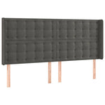 Sötétszürke bársony fejtámla szárnyakkal 203x16x118/128 cm 2