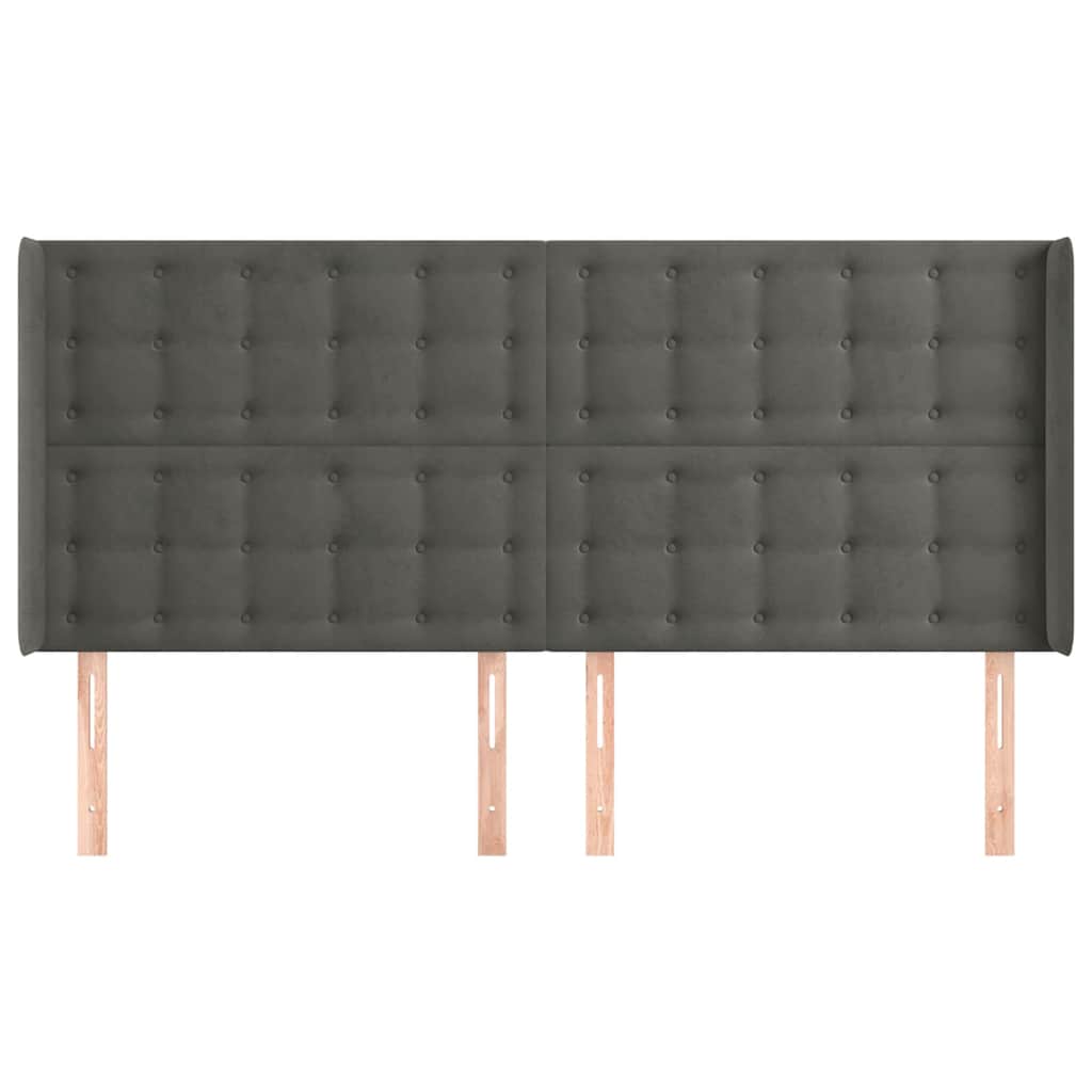 Sötétszürke bársony fejtámla szárnyakkal 203x16x118/128 cm 3