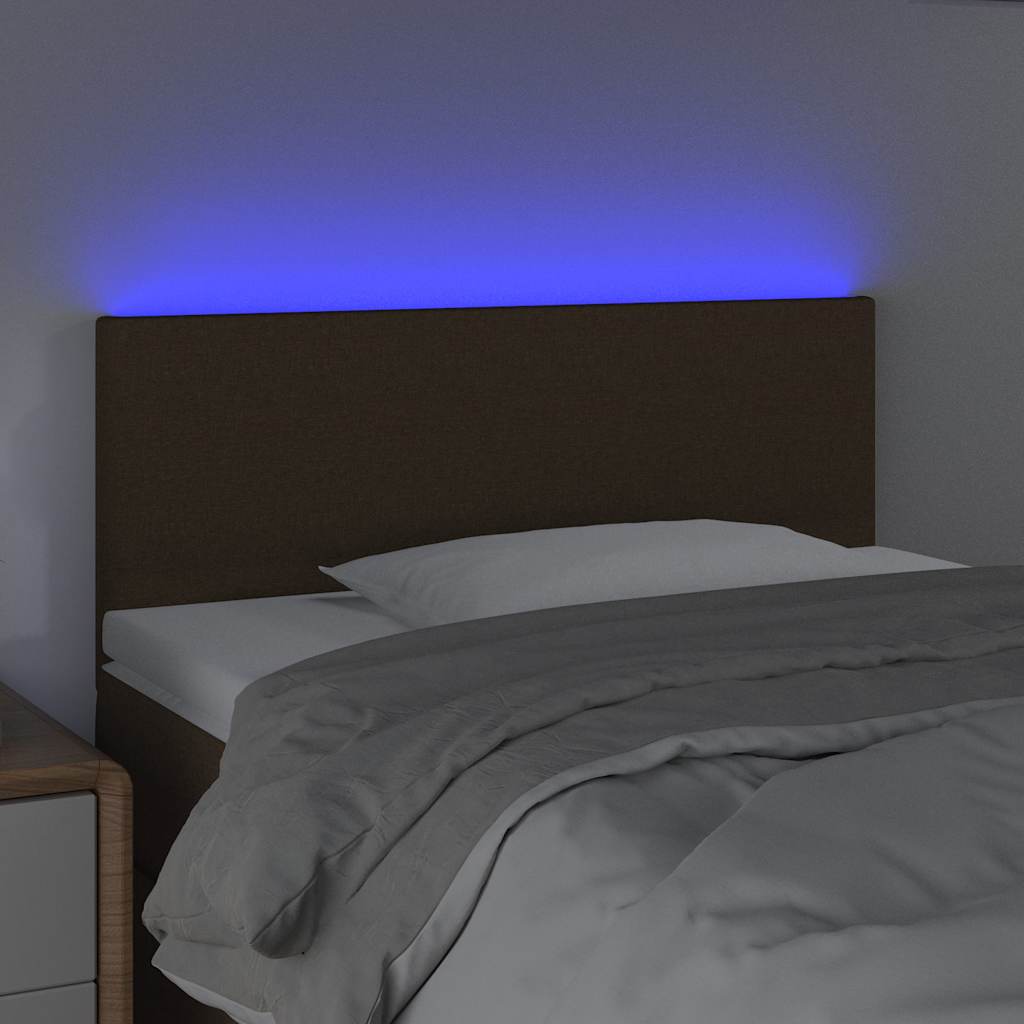 Sötétbarna szövet LED-es fejtámla 90x5x78/88 cm 3