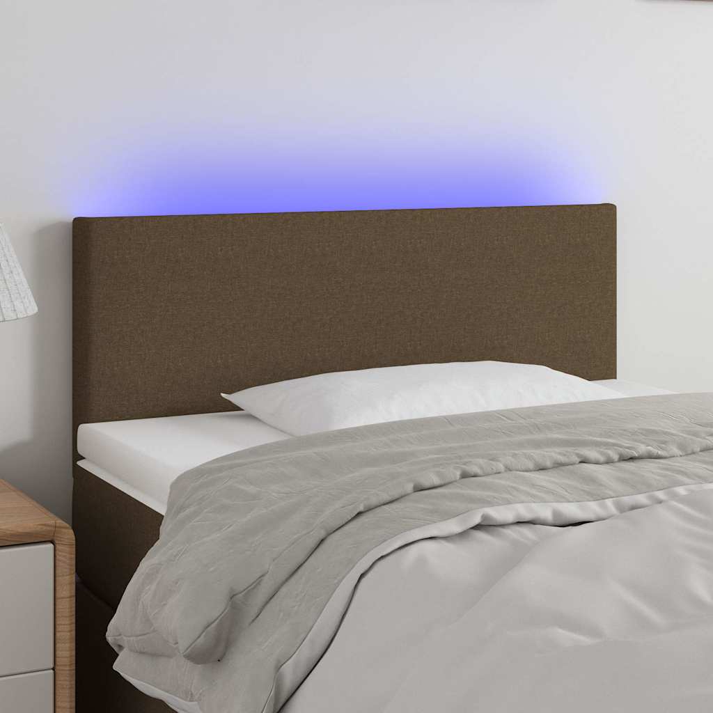 Sötétbarna szövet LED-es fejtámla 90x5x78/88 cm