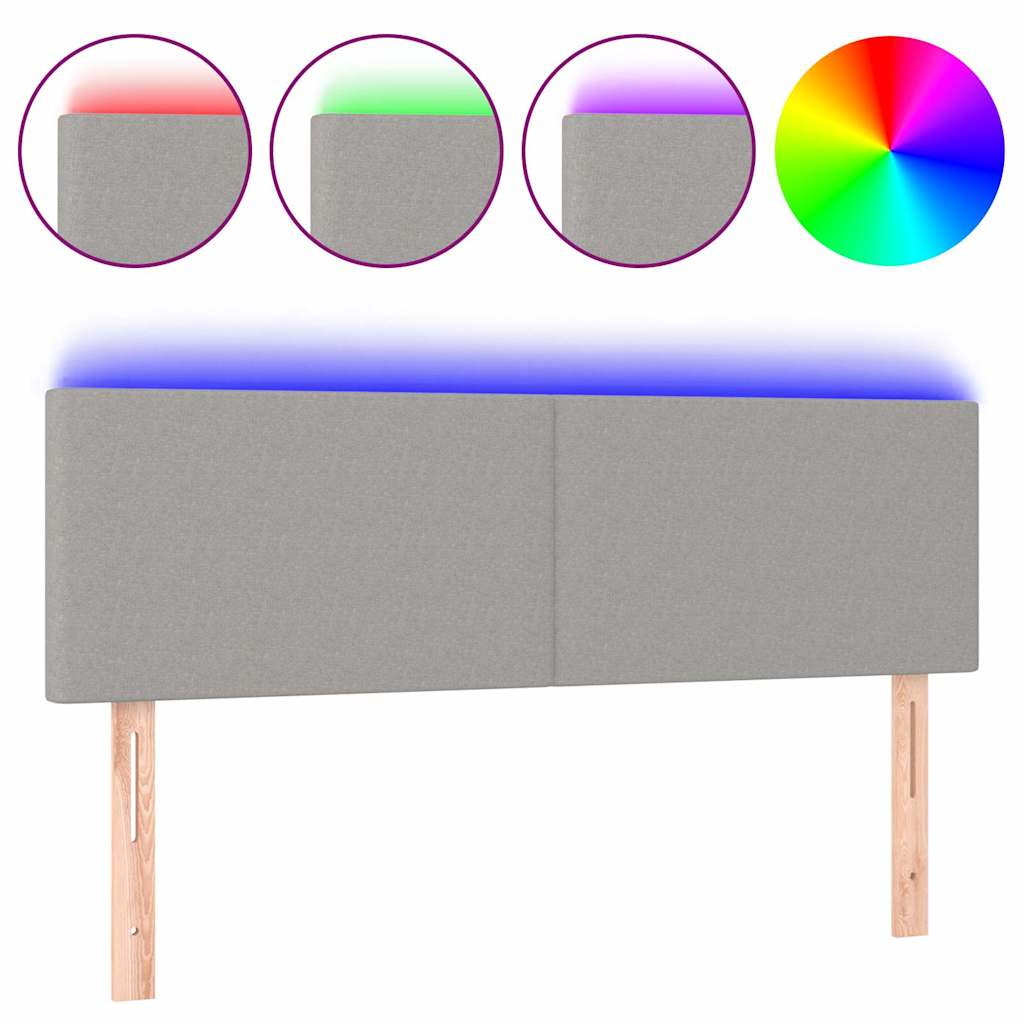 Világosszürke szövet LED-es fejtámla 144 x 5 x 78/88 cm 2
