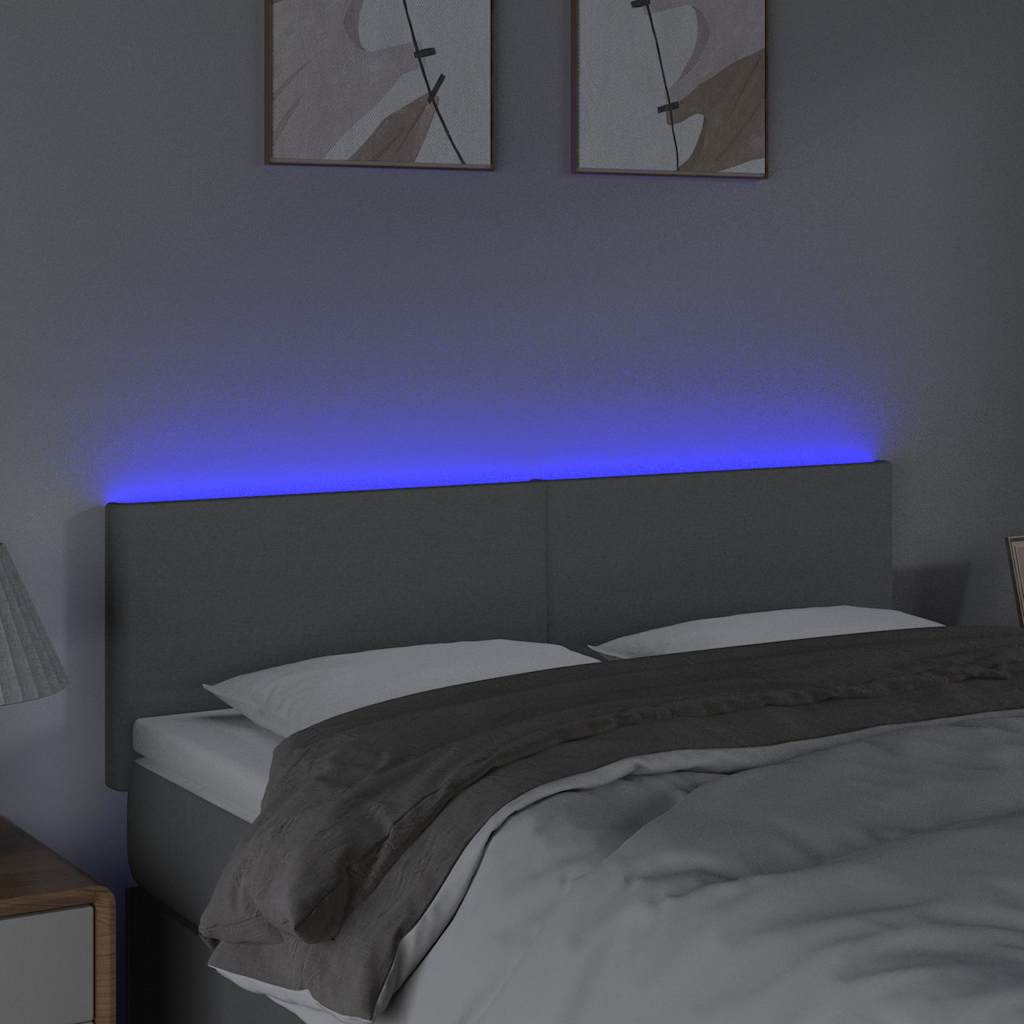 Világosszürke szövet LED-es fejtámla 144 x 5 x 78/88 cm 3