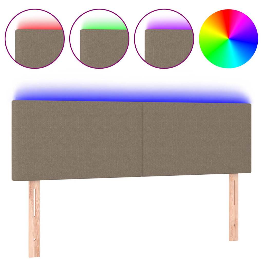 Tópszínű szövet LED-es fejtámla 144x5x78/88 cm 2
