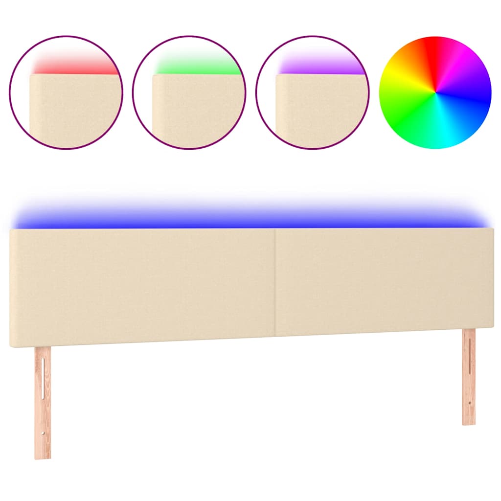 Krémszínű szövet LED-es fejtámla 180x5x78/88 cm 2