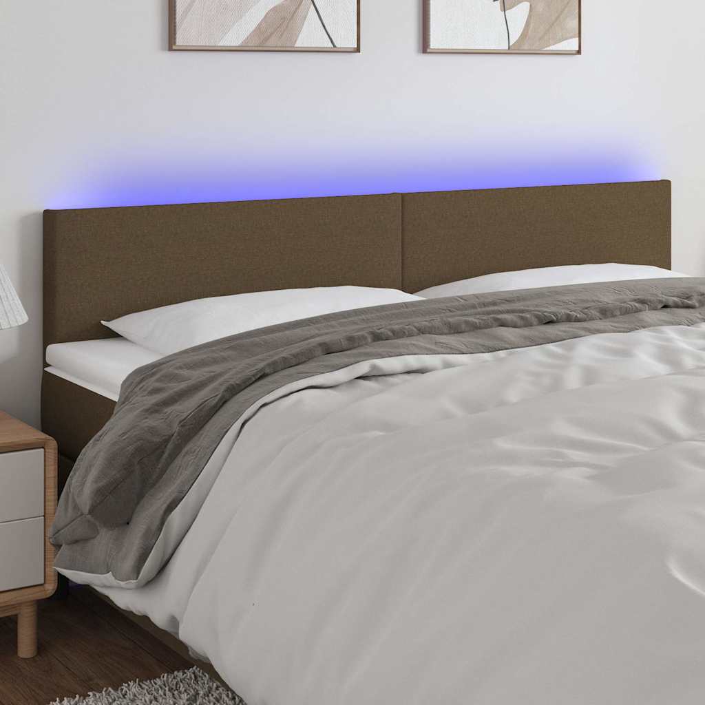 Sötétbarna szövet LED-es fejtámla 200x5x78/88 cm