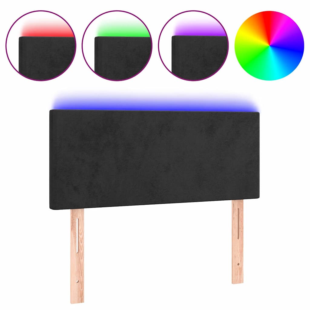 Fekete bársony LED-es fejtámla 80 x 5 x 78/88 cm 2