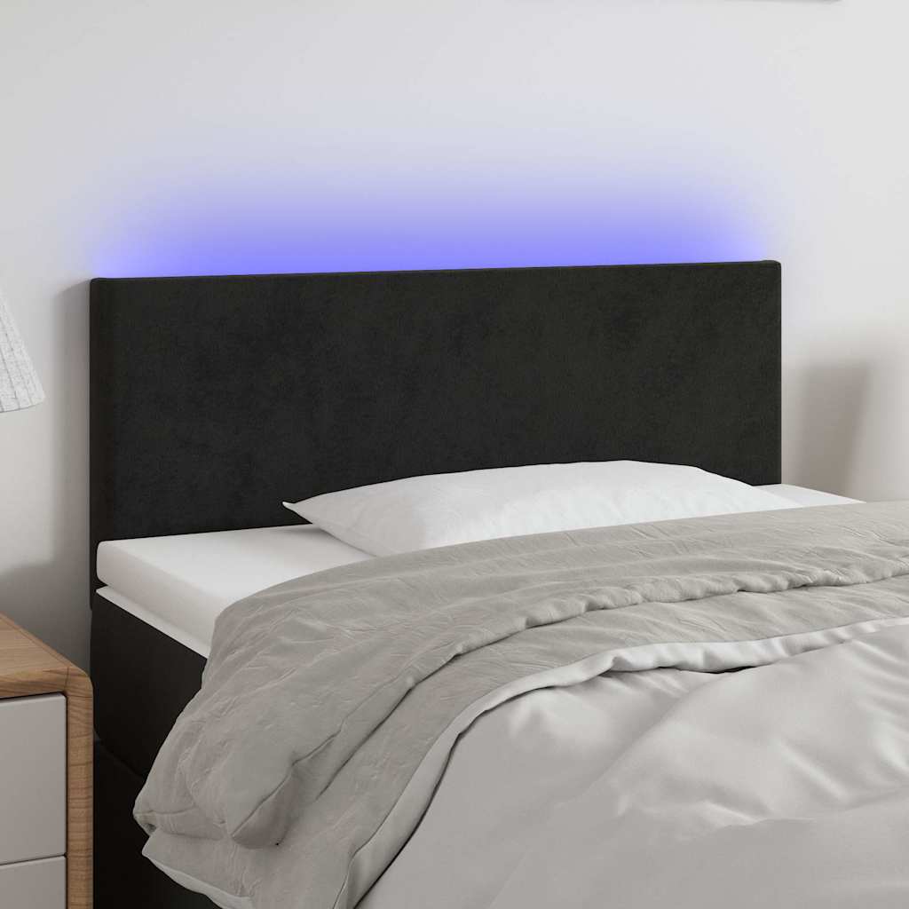 Fekete bársony LED-es fejtámla 80 x 5 x 78/88 cm