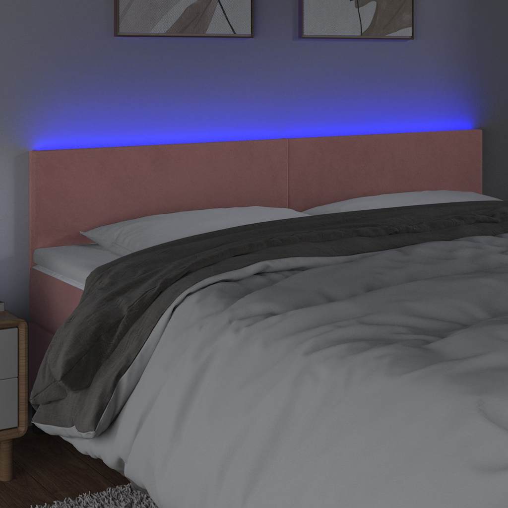 Rózsaszín bársony LED-es fejtámla 180x5x78/88 cm 3
