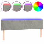 Világosszürke bársony LED-es fejtámla 200x5x78/88 cm 2
