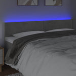 Világosszürke bársony LED-es fejtámla 200x5x78/88 cm 3