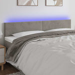 Világosszürke bársony LED-es fejtámla 200x5x78/88 cm