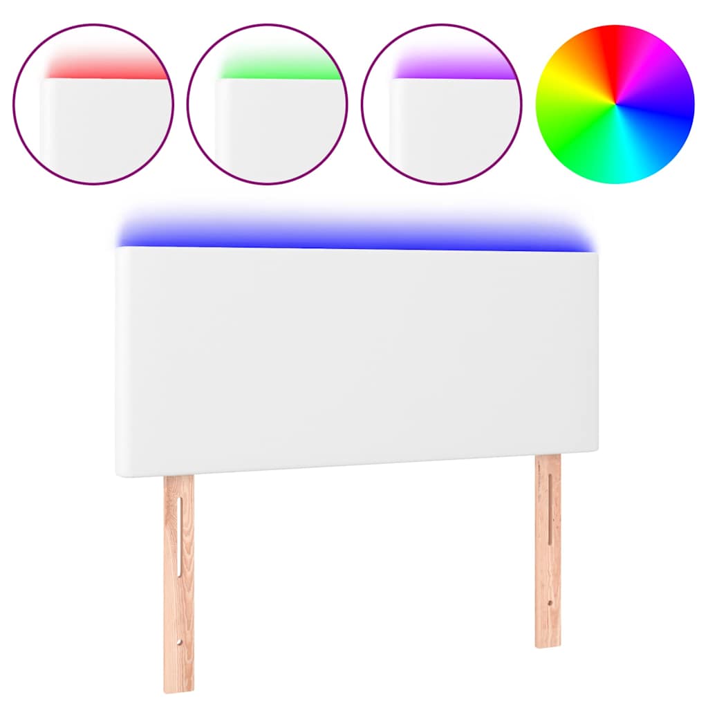 Fehér műbőr LED-es fejtámla 80 x 5 x 78/88 cm 2