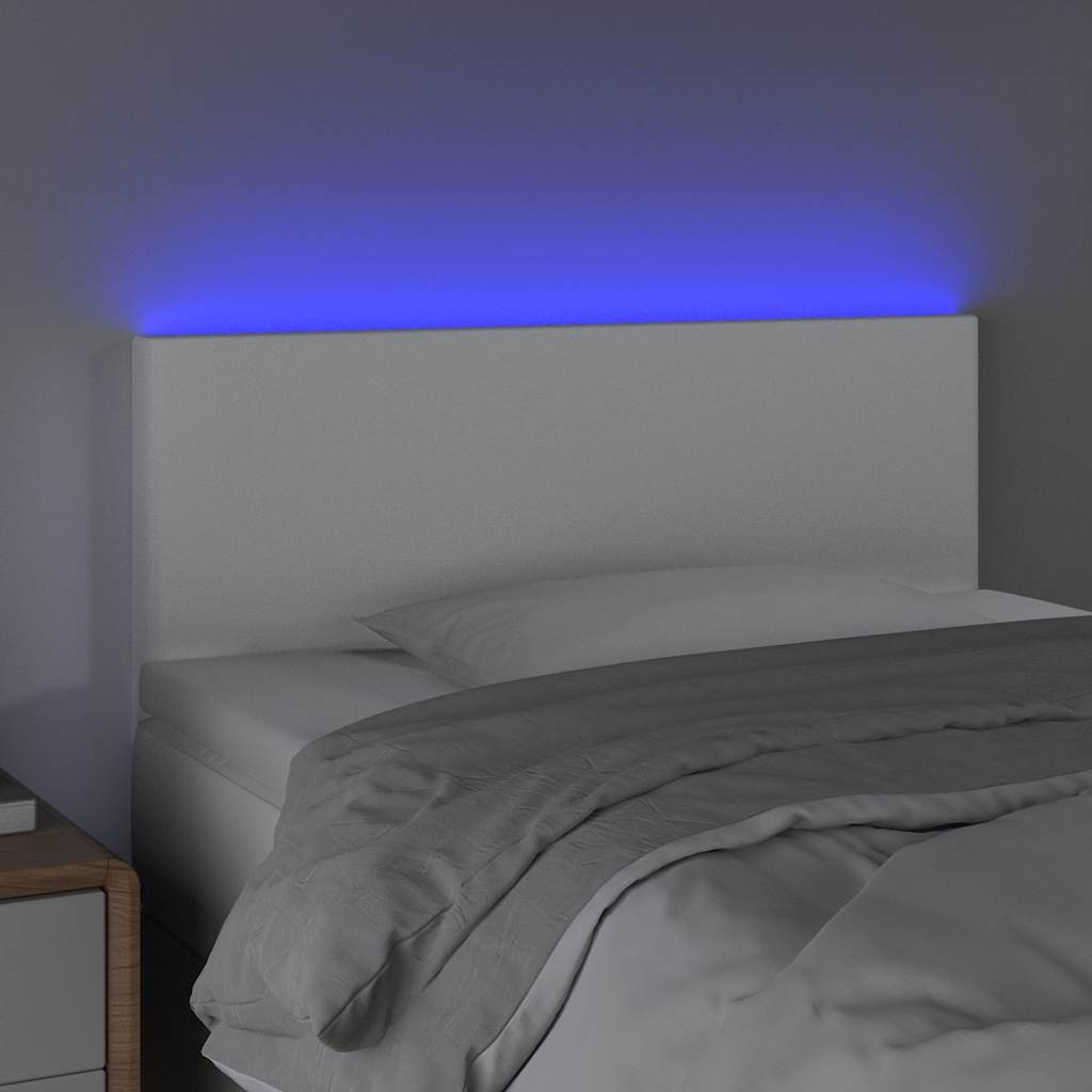 Fehér műbőr LED-es fejtámla 80 x 5 x 78/88 cm 3