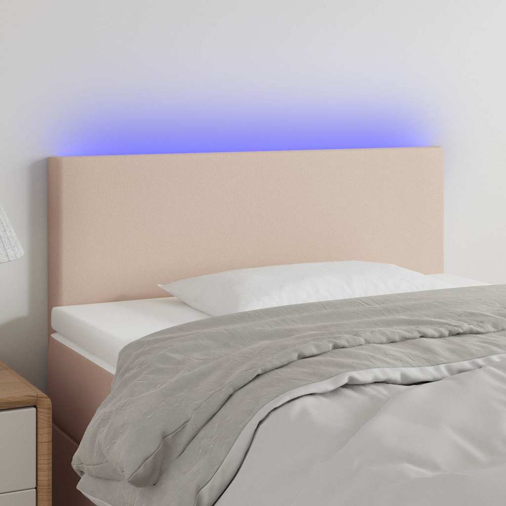 Fekete műbőr LED-es fejtámla 90 x 5 x 78/88 cm