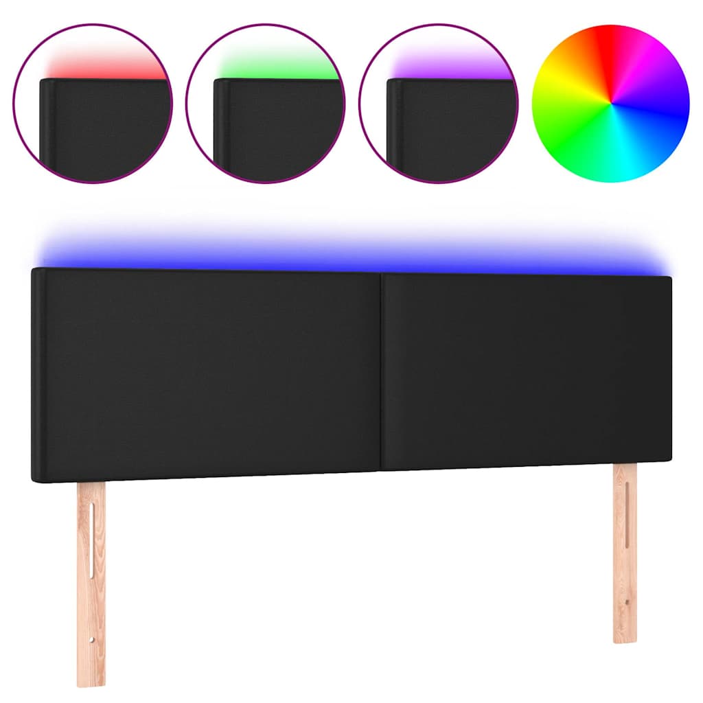 Fekete műbőr LED-es fejtámla 144 x 5 x 78/88 cm 2